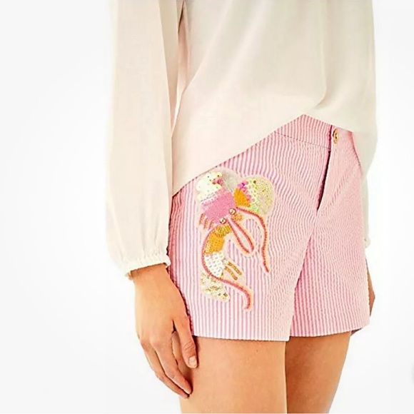 Lilly Pulitzer Pants - Adorable Crab Lilly Pulitzer Seersucker Callahan Pink Cosmo Party Shorts